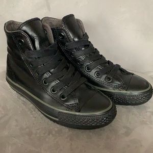 Converse black leather high tops